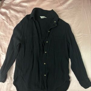 H&M Black Lightweight Button-Front Shirt Jacket